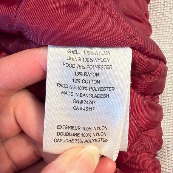 RedHead Mens Hooded Bomber Jacket Burgundy Red Quilted Insulated Vintage Medium - Picture 10 of 15